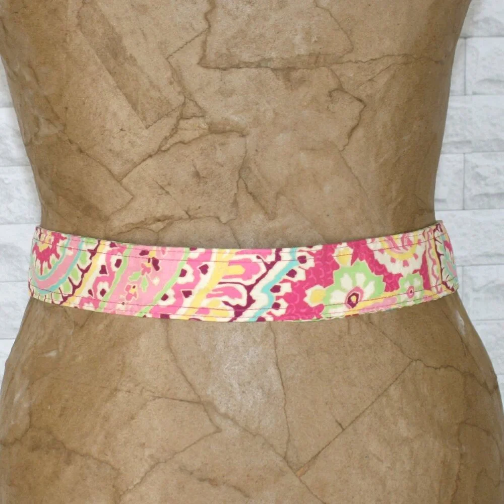 VERA BRADLEY Belt Floral Reversible Paisley Pink Colorful Fabric Retro Statement
